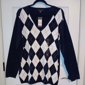 Tommy Hilfiger Womens Ivy Argyle Citton Sweater NWT
